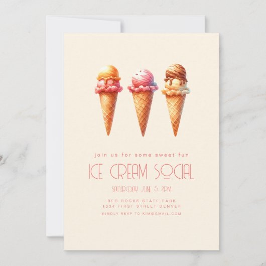 Ijs sociale zomerfeest kaart (Voorkant)