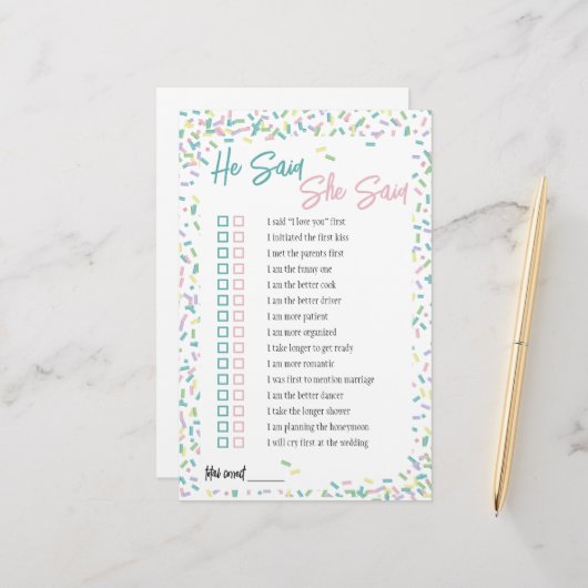 Ijs Strooi Hij Zei Zij Zei Spel Briefpapier (Voorkant / Achterkant in situ)