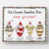 Ijs Sundae Bar | Trouw- of babyshowerbord Fotoplaat (Voorkant)