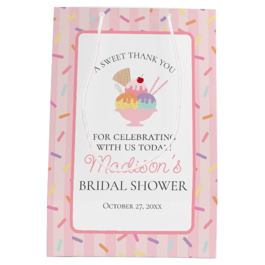 Ijs Sundae Bruiloft Feest Favorieten Medium Cadeauzakje (Achterkant)