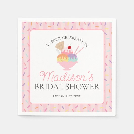 Ijs Sundae Bruiloft Opgehaald Servet (Voorkant)