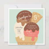 Ijs Sundae Kinderen Verjaardagsfeestje Kaart (Voorkant)