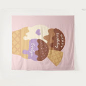 Ijs Sundae Persoonlijke Kinderverjaardagsfeestje Wandkleed (Voorkant (horizontaal))