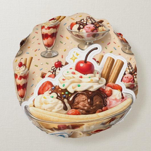 Ijs sundae premium rond kussen (Achterkant)