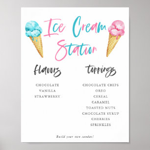 Ijs Sundae Station Geslacht Onthulling Feestbord Poster