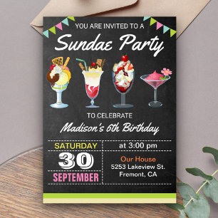 Ijs Sundae Verjaardagsfeest Uitnodiging