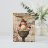 Ijs Sundae Vintage Collage Briefkaart (Staand voorkant)