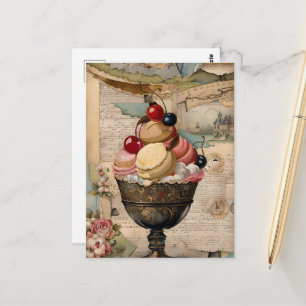 Ijs Sundae Vintage Collage Briefkaart