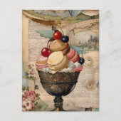 Ijs Sundae Vintage Collage Briefkaart (Voorkant)