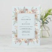 Ijs Taupe Bloom Bruiloft Kaart (Staand voorkant)