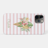 Ijs, Tropisch blad Fruit, Roze Strepen Case-Mate iPhone Case (Achterkant (horizontaal))