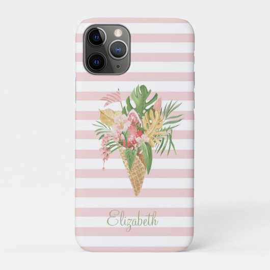 Ijs, Tropisch blad Fruit, Roze Strepen Case-Mate iPhone Case (Achterkant)
