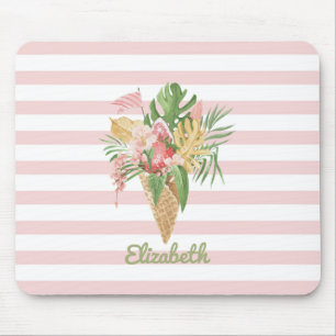 Ijs, Tropisch blad Fruit, Roze Strepen Muismat