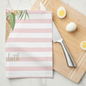 Ijs, Tropisch blad Fruit, Roze Strepen Theedoek (Quarter Fold)