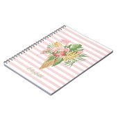Ijs, Tropisch bladfruit, Roze strepen Notitieboek (Linkerzijde)