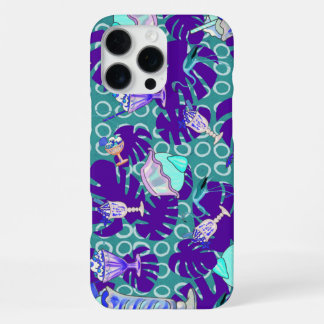ijs tropisch patroon blauw iPhone 16 pro max hoesje