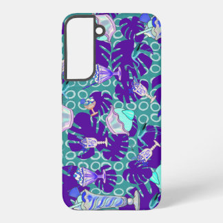 ijs tropisch patroon blauw samsung galaxy hoesje
