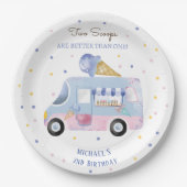 IJs truck 2 schepjes tweede verjaardag Papieren Bordje (Voorkant)