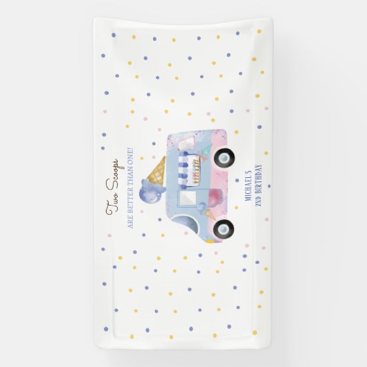 IJs truck 2 schepjes tweede verjaardag Spandoek (Verticaal)