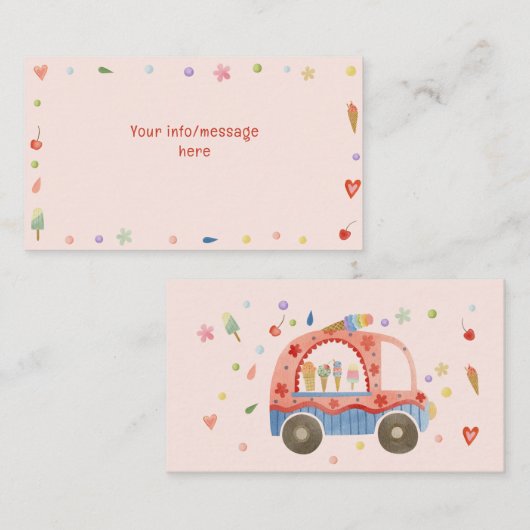 IJs truck Scheppen van leuke kinderen verjaardag Informatiekaartje (Voorkant / Achterkant)