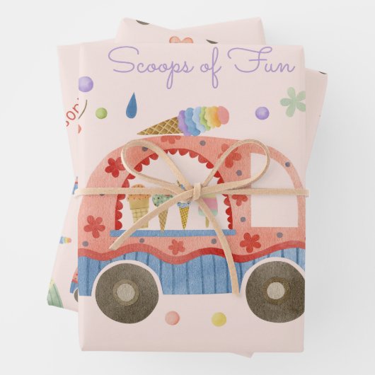 IJs truck Scheppen van leuke kinderen verjaardag Inpakpapier Vel (In situ)