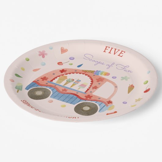 IJs truck Scheppen van leuke kinderen verjaardag Papieren Bordje (Gekanteld)