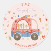 IJs truck Scheppen van leuke kinderen verjaardag Ronde Sticker (Voorkant)