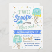 Ijs twee porties verjaardagsuitnodiging jongens kaart (Voorkant / Achterkant)