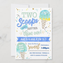 Ijs twee porties verjaardagsuitnodiging jongens kaart