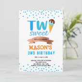 Ijs twee zoete jongen feestje kaart (Staand voorkant)