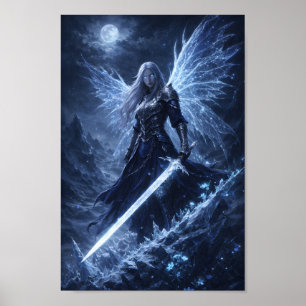 Ijs Valkyrie Krijger Engel met Bevroren Zwaard Fan Poster