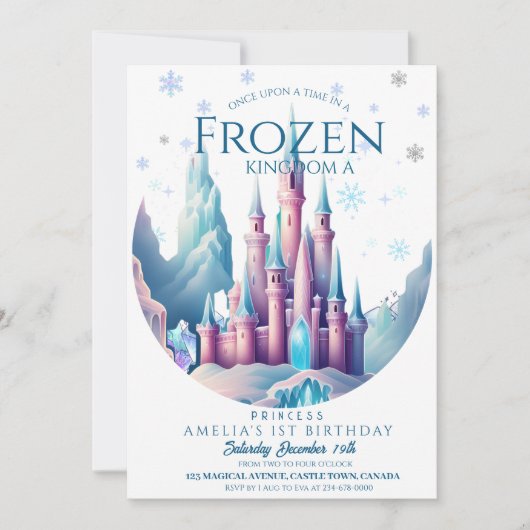 Ijs verjaardag Cartoon Kasteel 1e Feestje Kaart (Voorkant)