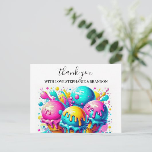 IJs verjaardagsfeestje Bedankt Card Briefkaart (Staand voorkant)