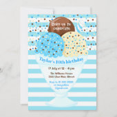 IJs verjaardagsfeestje blauw Kaart (Voorkant)