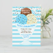 IJs verjaardagsfeestje blauw Kaart (Staand voorkant)