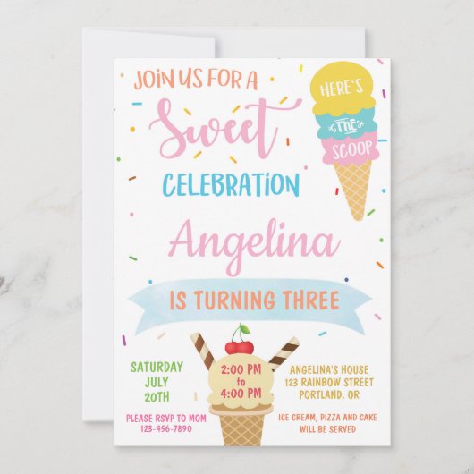 IJs verjaardagsuitnodiging Sweet party invite Kaart (Voorkant)