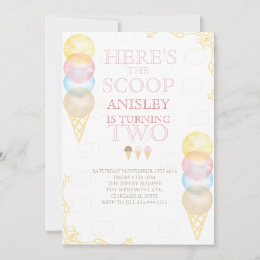 IJs verjaardagsuitnodiging, water kleur uitnodigin Kaart (Voorkant)