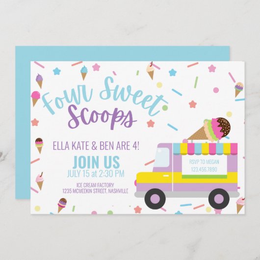 IJs Vierde verjaardag Zomer Verjaardag Kaart (Voorkant / Achterkant)