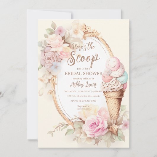 Ijs vintage blush roze ijs kaart (Voorkant)