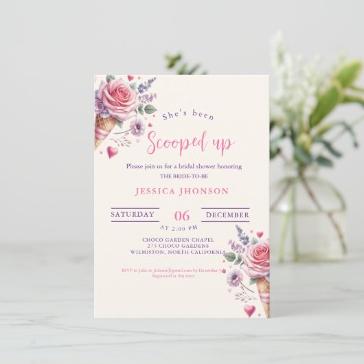 Ijs vrijgezellenfeest dat ze is opgeschept kaart (Staand voorkant)