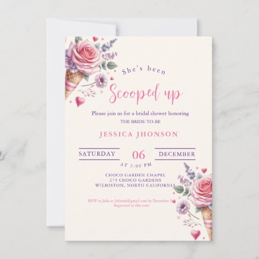 Ijs vrijgezellenfeest dat ze is opgeschept kaart (Voorkant)