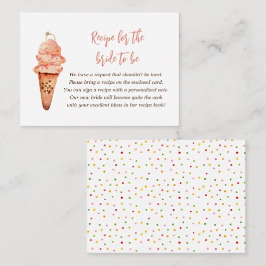 IJs Vrijgezellenfeest Neem een recept mee Informatiekaartje (Voorkant / Achterkant)