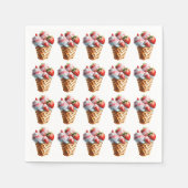 Ijs wafel kegel chocolade aardbei topping servet (Voorkant)