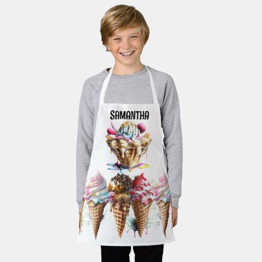 Ijs wafel kegel chocolade dessert topping schort (Gedragen)