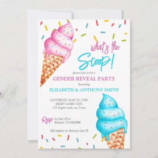 IJs wat is de scoop gender reveal party Kaart (Voorkant)