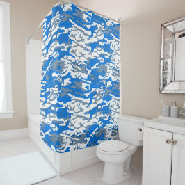Ijs Water Blauw Camo Douchegordijn