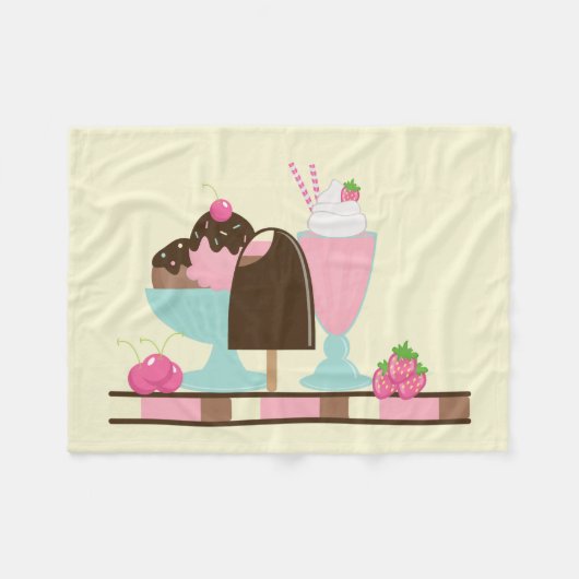 IJs zomer traktaties Fleece Deken (Voorkant (Horizontaal))