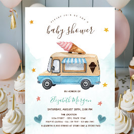 Ijsauto Sterren Hartjes Baby Shower   Kaart