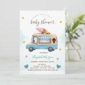 Ijsauto Sterren Hartjes Baby Shower Kaart (Staand voorkant)