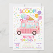 Ijsauto Verjaardagsuitnodiging Meisje 1e Verjaarda Kaart (Voorkant)